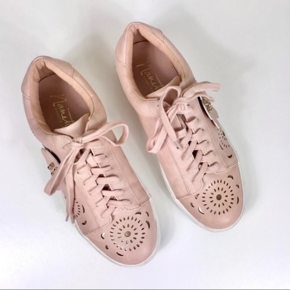 Nanette Lepore Wesley Blush Gold Floral Sneakers